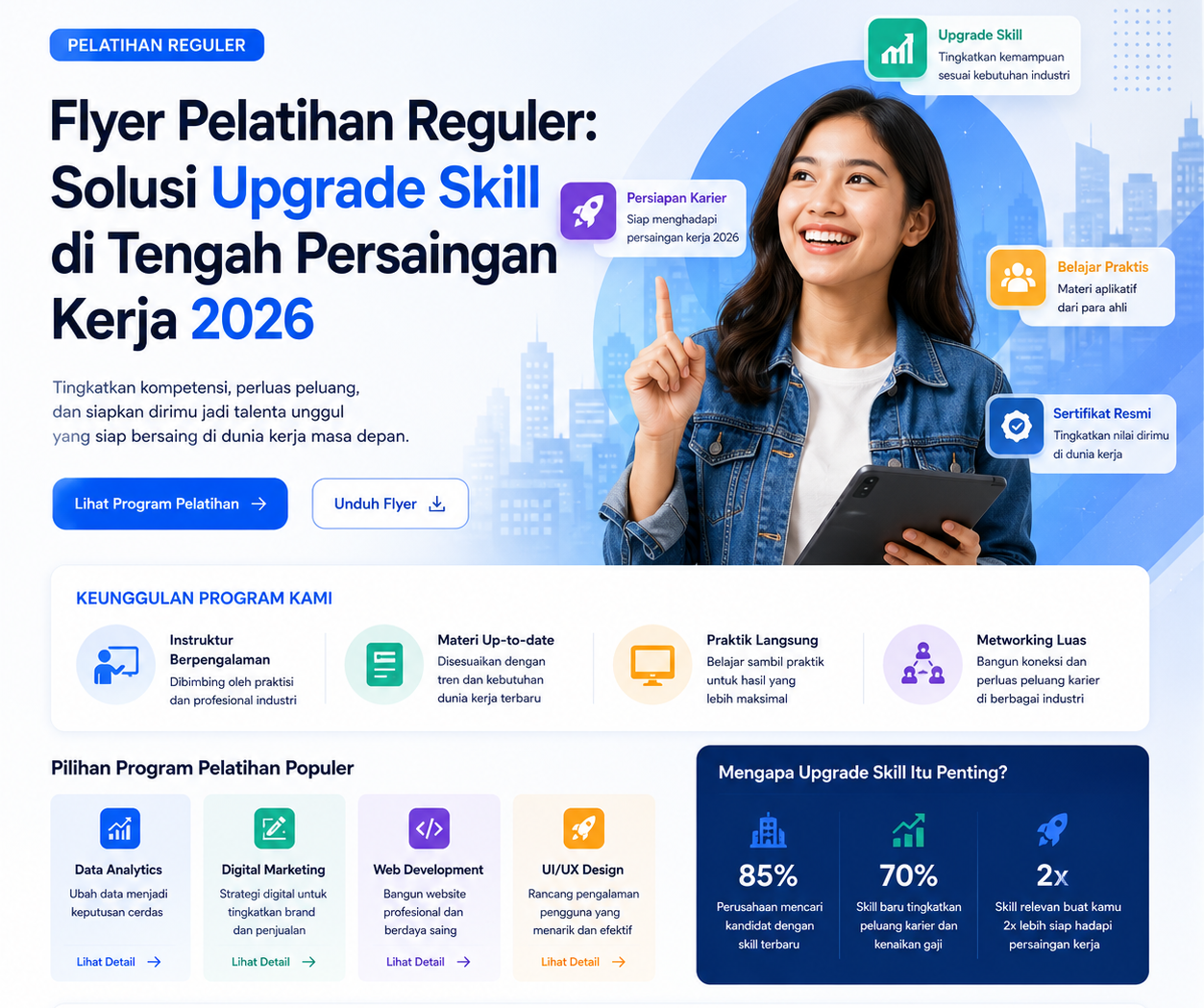 Flyer Pelatihan Reguler: Solusi Upgrade Skill di Tengah Persaingan Kerja 2026