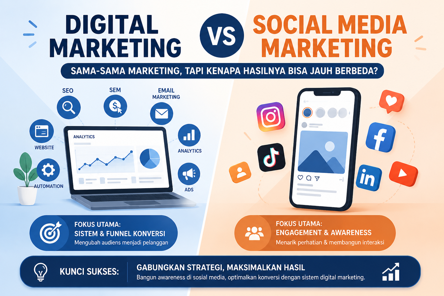 Digital Marketing vs Social Media Marketing: Sama-Sama Marketing, Tapi Kenapa Hasilnya Bisa Jauh Berbeda?
